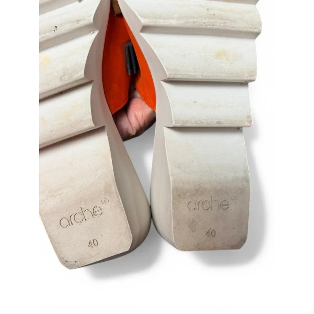 Arche Wedge Sandals Womens‎ 40 Orange Woven Suede Platform Slide Made in France